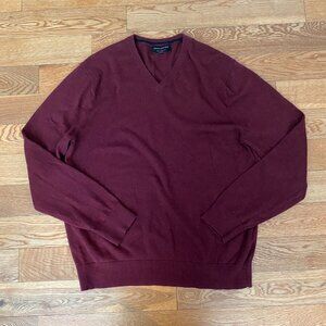Banana Republic Premium Luxe Yarn Vneck Sweater Silk Cashmere Blend Red Large